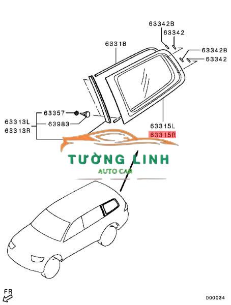 6121A687 | KÍNH CHẾT HÔNG SAU MITSUBISHI PAJERO 2008-2013 - Ảnh 4